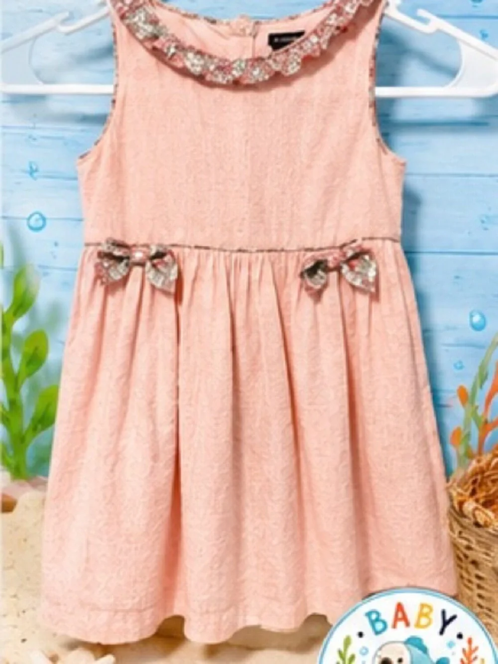 Cynthia Rowley Peach Pink Floral Cotton Dress – 24M